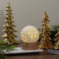 Northlight 6.5in White And Brown With Snowflakes Christmas Tabletop Decor