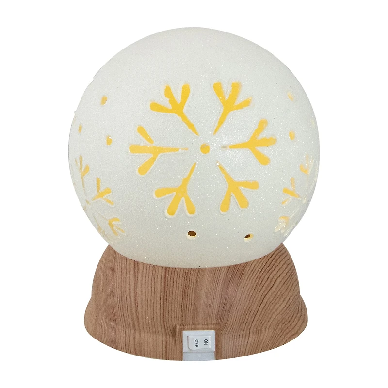 Northlight 6.5in White And Brown With Snowflakes Christmas Tabletop Decor