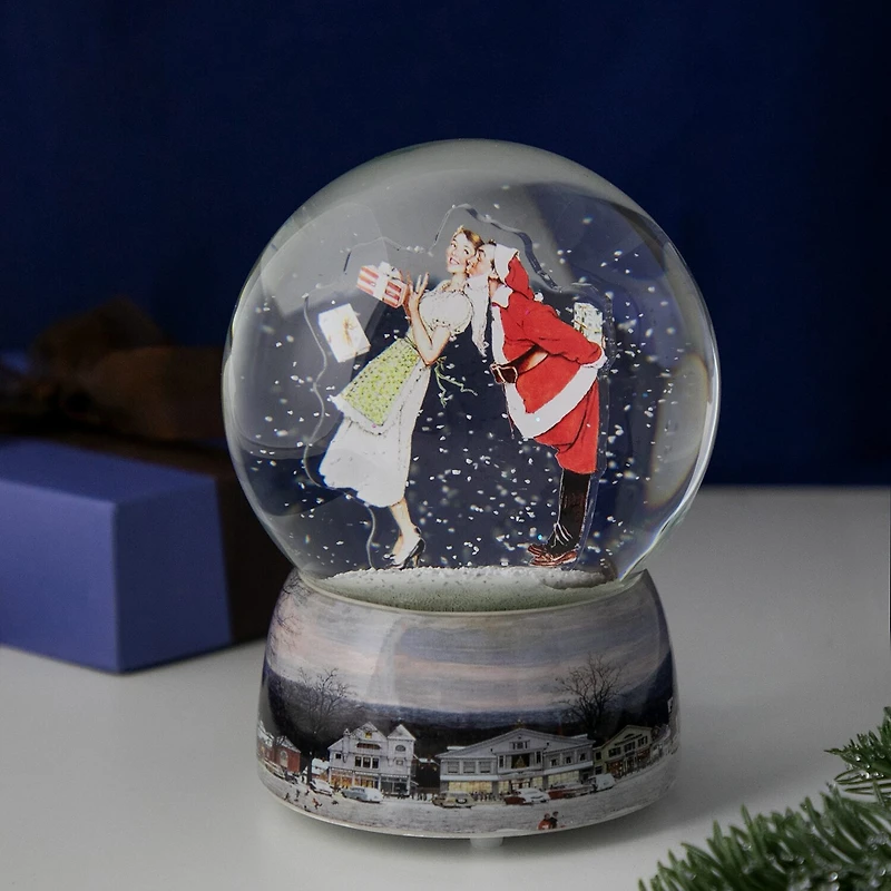 Northlight 6.5in Norman Rockwell Christmas Surprise Santa Christmas Snow Globe