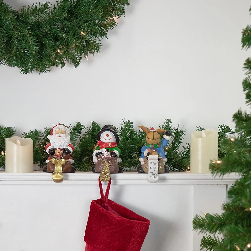 Northlight Santa Snowman And Reindeer 5.25in 2-pc. Christmas Stocking Holder