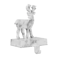 Northlight 7.5in White And Black Marbled Standing Deer Christmas Stocking Holder