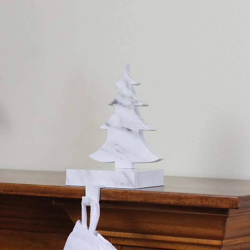 Northlight 8in White And Black Marbled Tree Christmas Stocking Holder