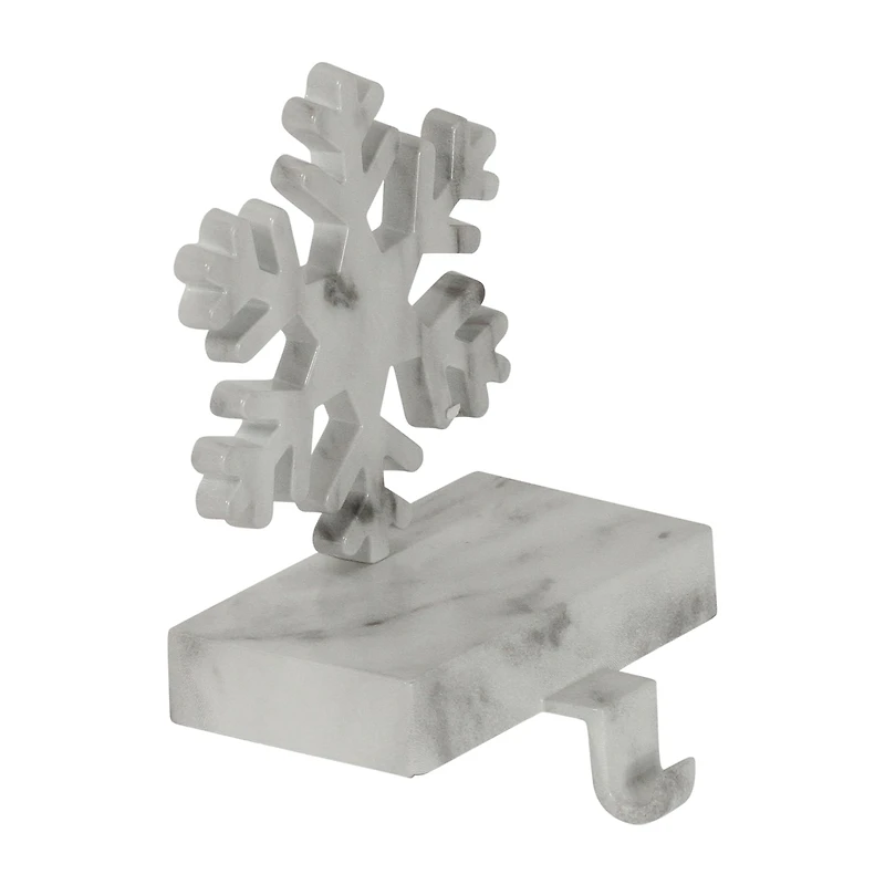 Northlight 7.25in White And Black Marbled Snowflake Christmas Stocking Holder