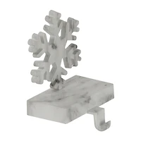Northlight 7.25in White And Black Marbled Snowflake Christmas Stocking Holder