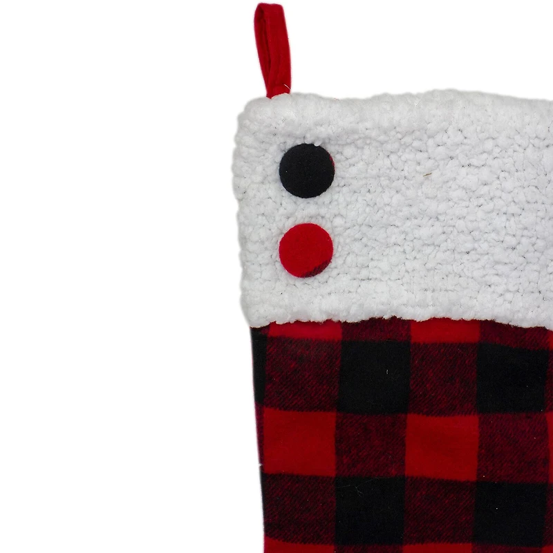 Northlight 23in Black And Red Rustic Buffalo Plaid Christmas Stocking