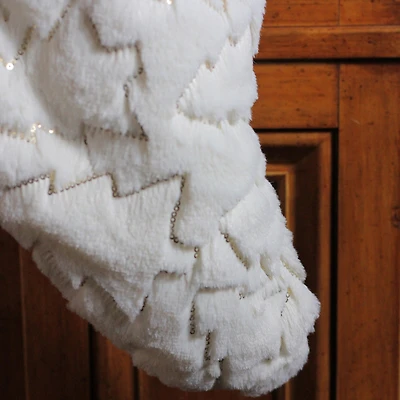 Northlight 18in White And Gold With Sequined Trees Christmas Stocking
