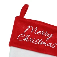 Northlight 15.5in White And Red Merry  With Cuff Christmas Stocking