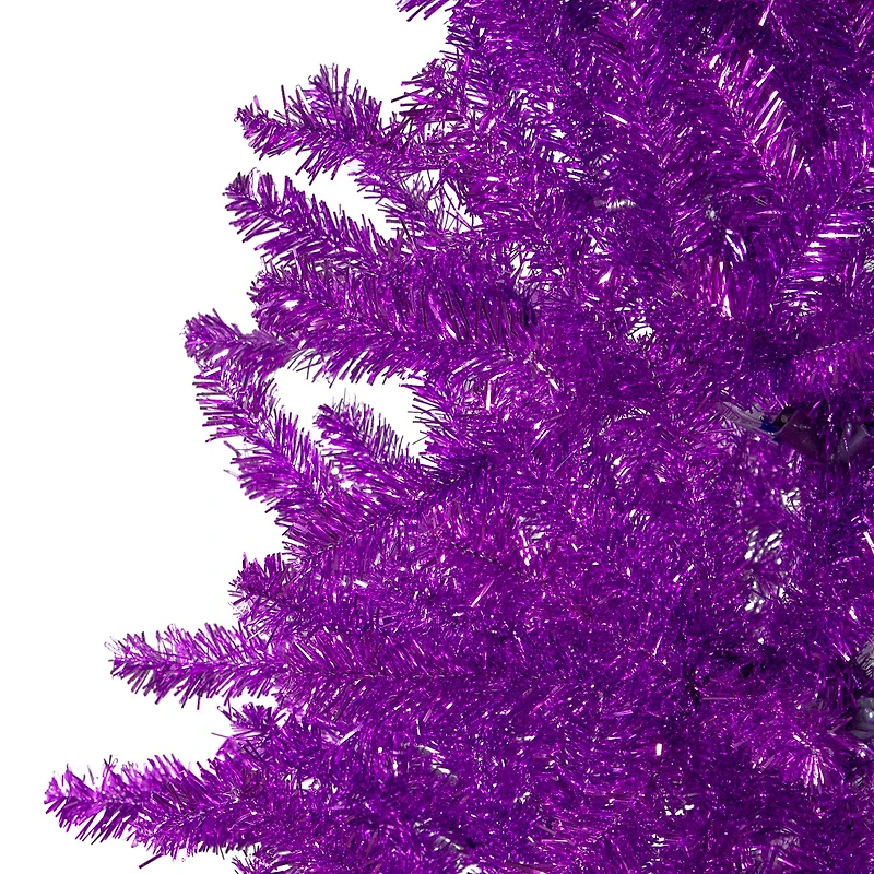 Northlight Metallic Purple Tinsel Artificial Unlit 7 1/2 Foot Christmas Tree