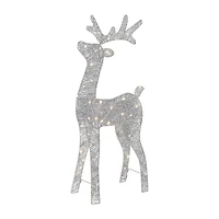 Northlight 39.5in Led Lighted Silver Glitter Reindeer Christmas Yard Art