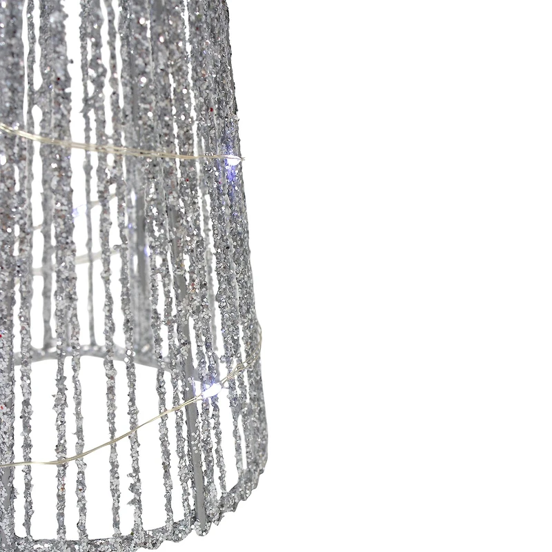 Northlight Set Of 3 Led Lighted Silver Glitter Cone Tree 23.5in Christmas Yard Art