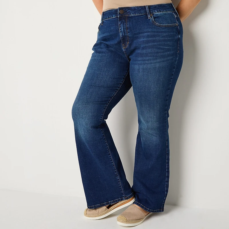 a.n.a Womens Plus High Rise Flare Leg Jean
