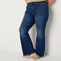 a.n.a Womens Plus High Rise Flare Leg Jean