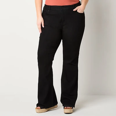 a.n.a Womens Plus High Rise Flare Leg Jean