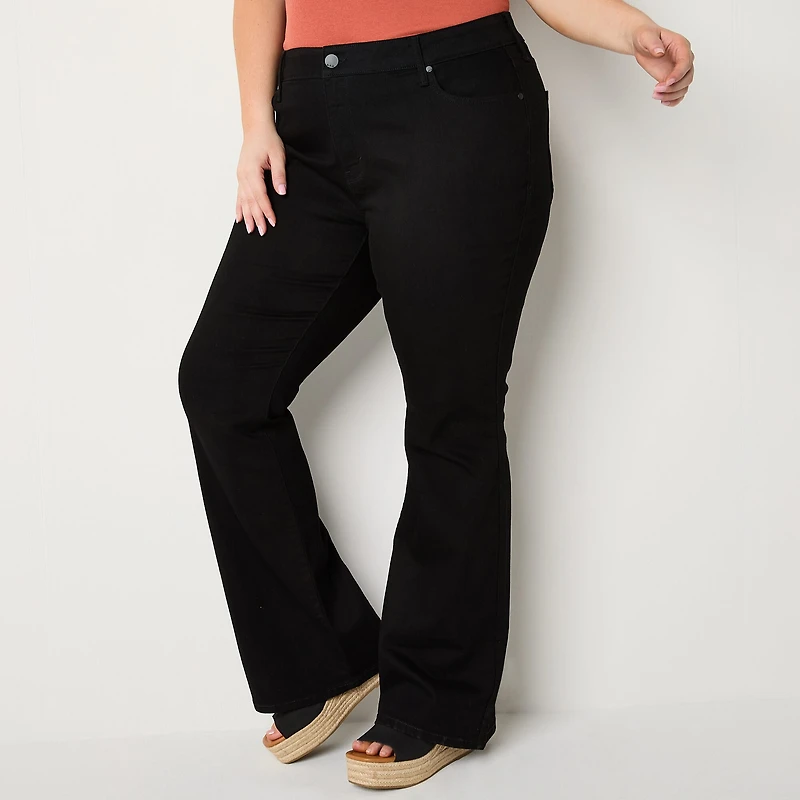 a.n.a Womens Plus High Rise Flare Leg Jean