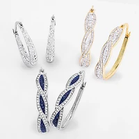 Sparkle Allure Twist Womens Crystal 24K Gold Over Brass 35mm Hoop Earrings