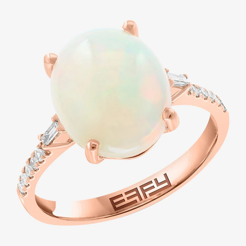 Effy Final Call Limited Quantities! Womens 1/7 CT. T.W. Genuine White Opal 14K Rose Gold Cocktail Ring