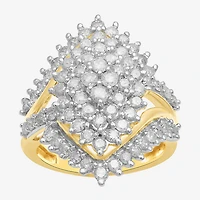 Womens CT. T.W. Lab Grown White Diamond 10K Gold Cluster Cocktail Ring