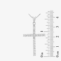 Womens 1 CT. T.W. Lab Grown White Diamond 10K Gold Cross 18 Inch Pendant Necklace