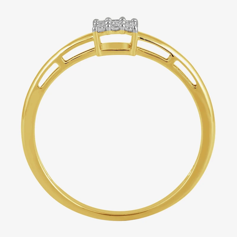 (I / I2) Womens 1/10 CT. T.W. Lab Grown White Diamond 10K Gold Engagement Ring