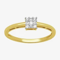 (I / I2) Womens 1/10 CT. T.W. Lab Grown White Diamond 10K Gold Engagement Ring
