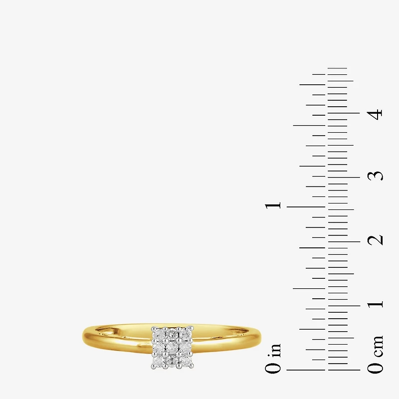 (I / I2) Womens 1/10 CT. T.W. Lab Grown White Diamond 10K Gold Engagement Ring