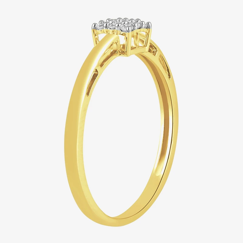 (I / I2) Womens 1/10 CT. T.W. Lab Grown White Diamond 10K Gold Engagement Ring