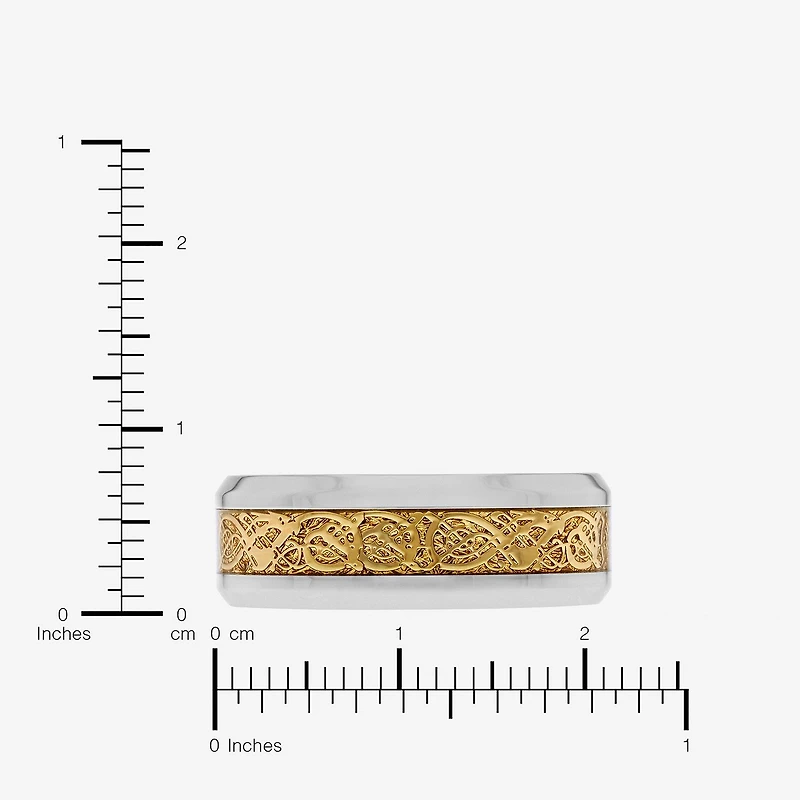 Mens Two-Tone Celtic Dragon Wedding Band