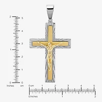Crucifix Mens Stainless Steel Cross 24 Inch Pendant Necklace