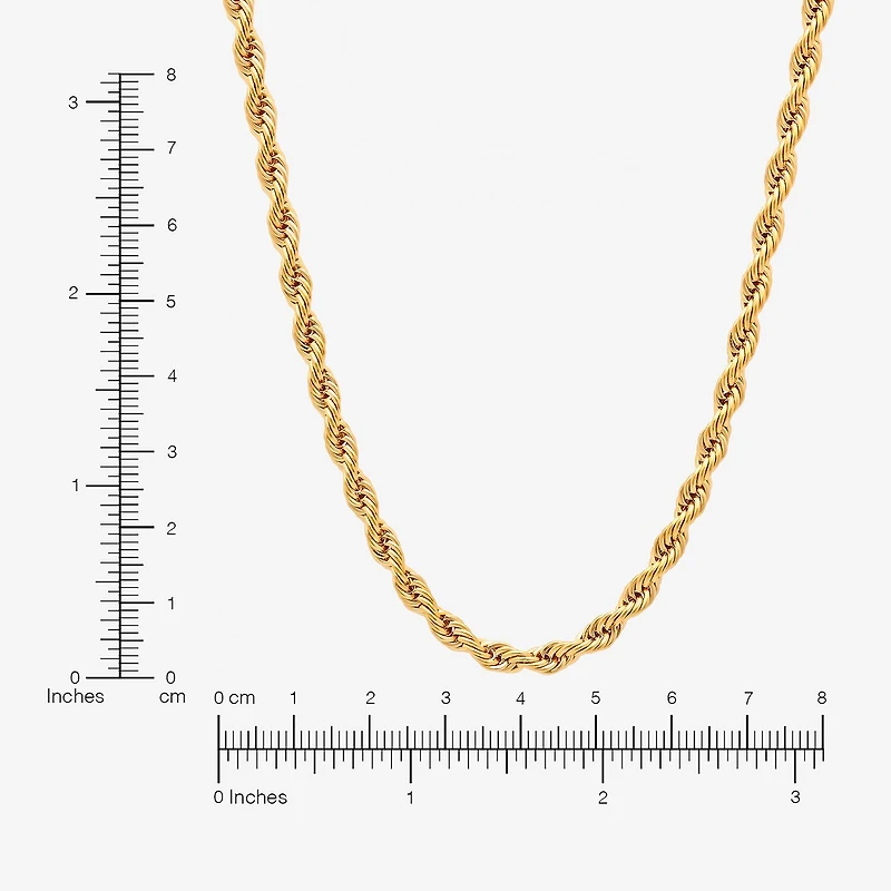 Men's Yellow Stainless Steel Solid Rope Chain Necklace