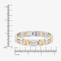 Stainless Steel 1/7 CT. T.W. Natural White Diamond 8 1/2 Inch Solid Link Chain Bracelet