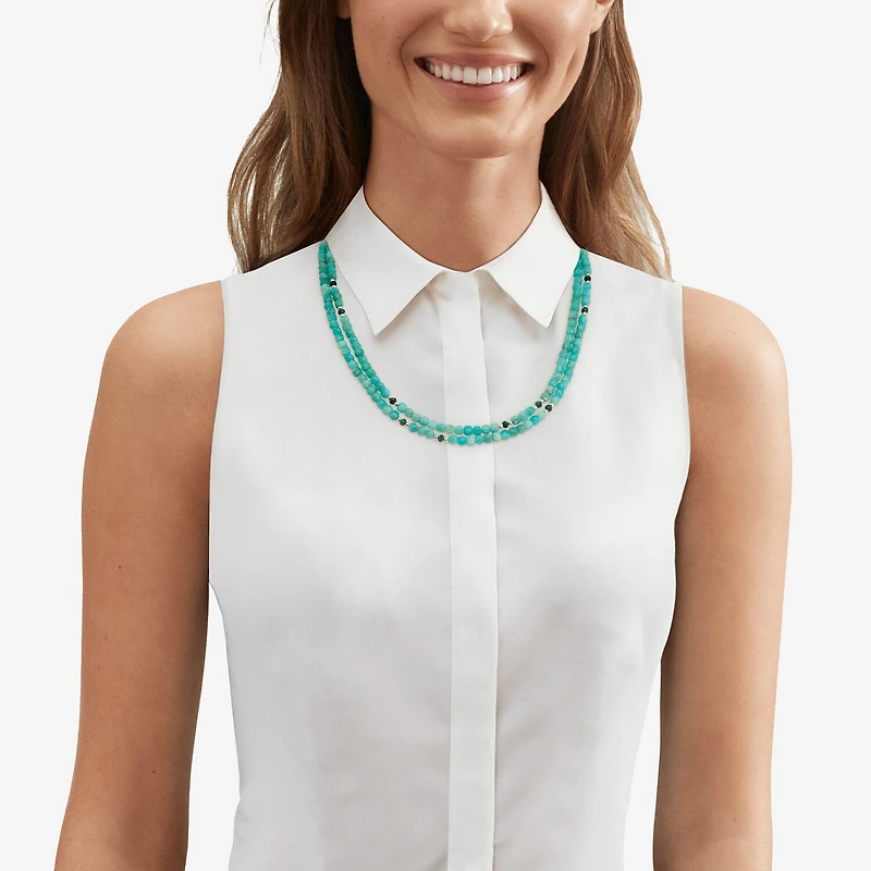 Silpada Womens Green Amazonite Sterling Silver 40 Inch Beaded Necklace