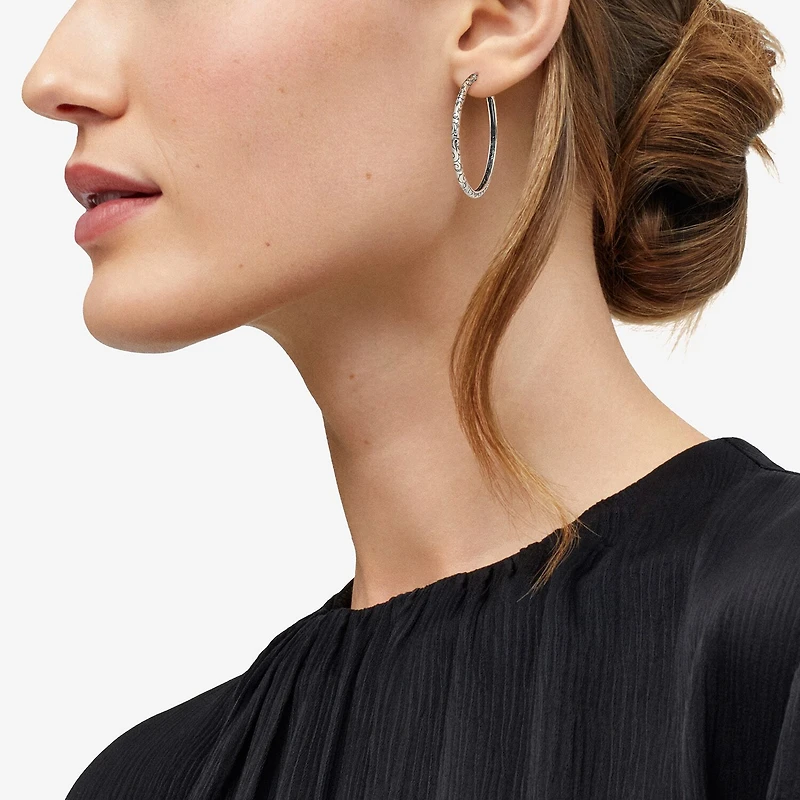 Silpada Womens Sterling Silver 42.3mm Round Hoop Earrings
