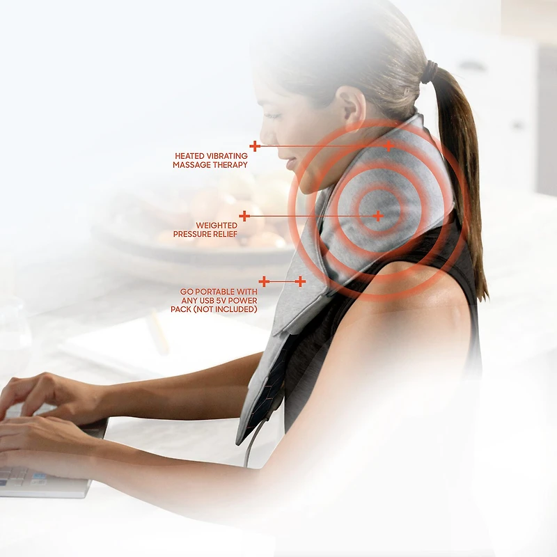 Sharper Image Calming Heat Copper + Charcoal Massaging Neck Compression Wrap