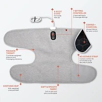 Sharper Image Calming Heat Copper + Charcoal Massaging Knee Compression Wrap