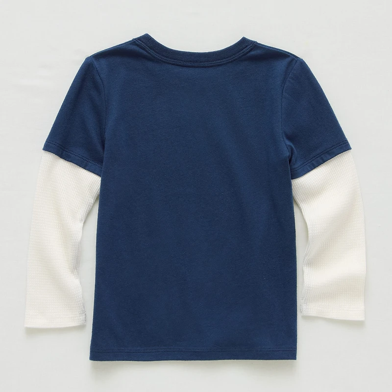 Okie Dokie Toddler & Little Boys Crew Neck Long Sleeve Regular Fit Graphic T-Shirt
