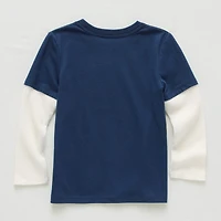 Okie Dokie Toddler & Little Boys Crew Neck Long Sleeve Regular Fit Graphic T-Shirt