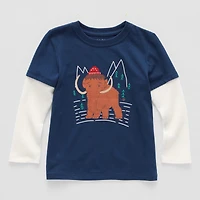 Okie Dokie Toddler & Little Boys Crew Neck Long Sleeve Regular Fit Graphic T-Shirt