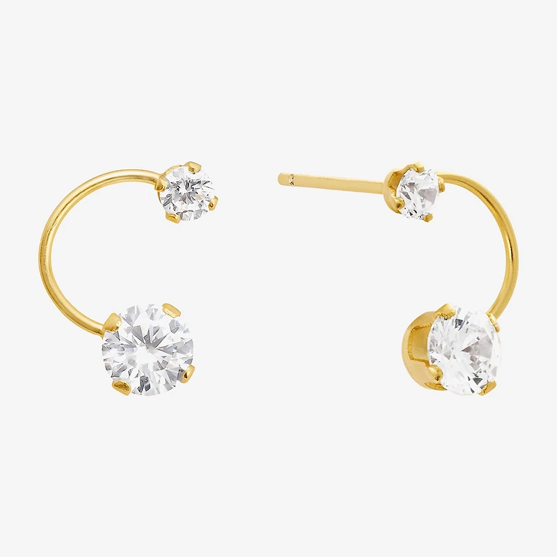 Silver Treasures Cubic Zirconia 14K Gold Over Silver 10.4mm Stud Earrings