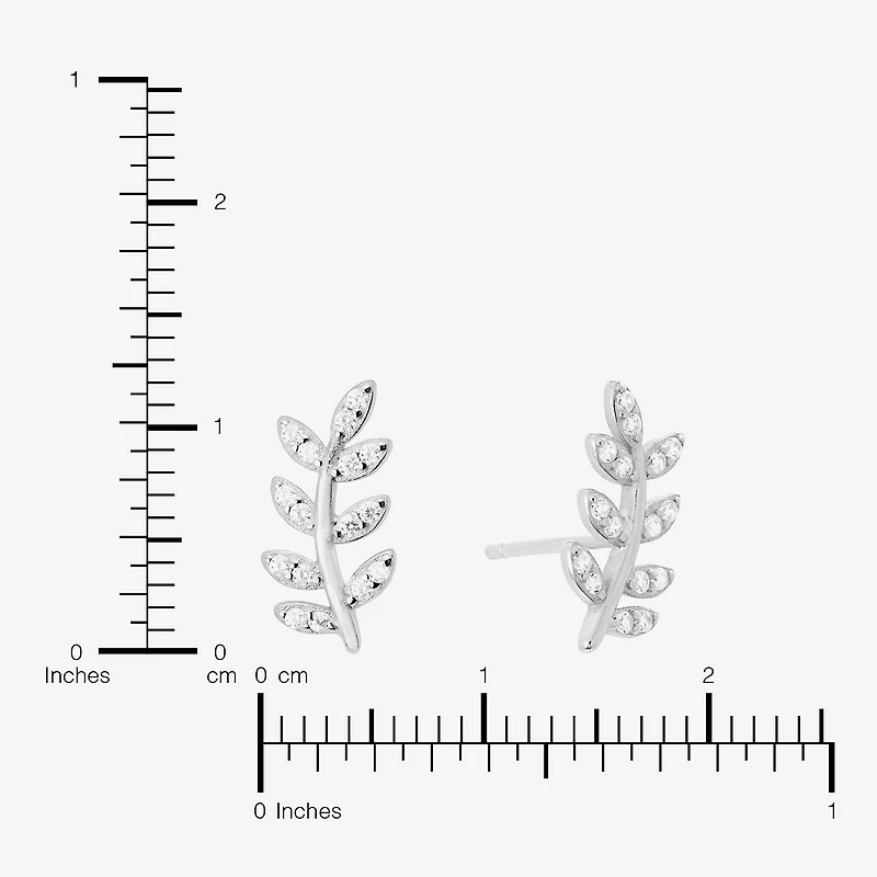 Silver Treasures Cubic Zirconia Sterling Silver 12.1mm Stud Earrings