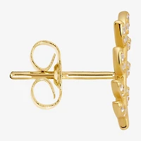 Silver Treasures Cubic Zirconia 14K Gold Over Silver 12.1mm Stud Earrings