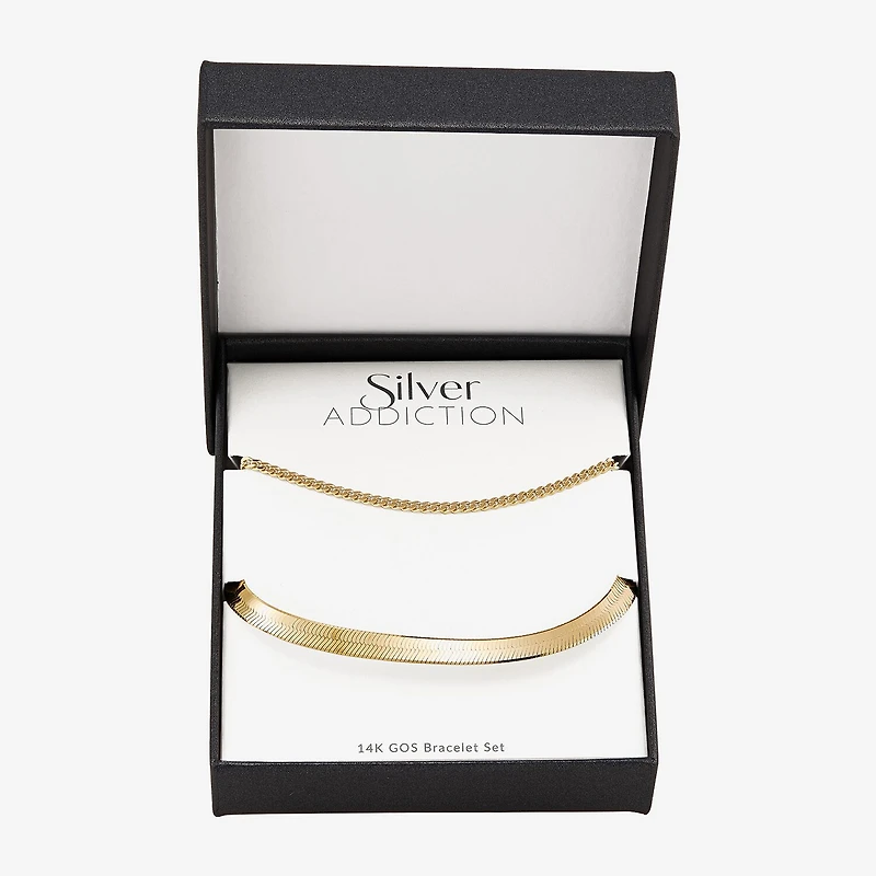 Silver Addiction Womens 2-pc. 14K Gold Over Silver Bracelet Set