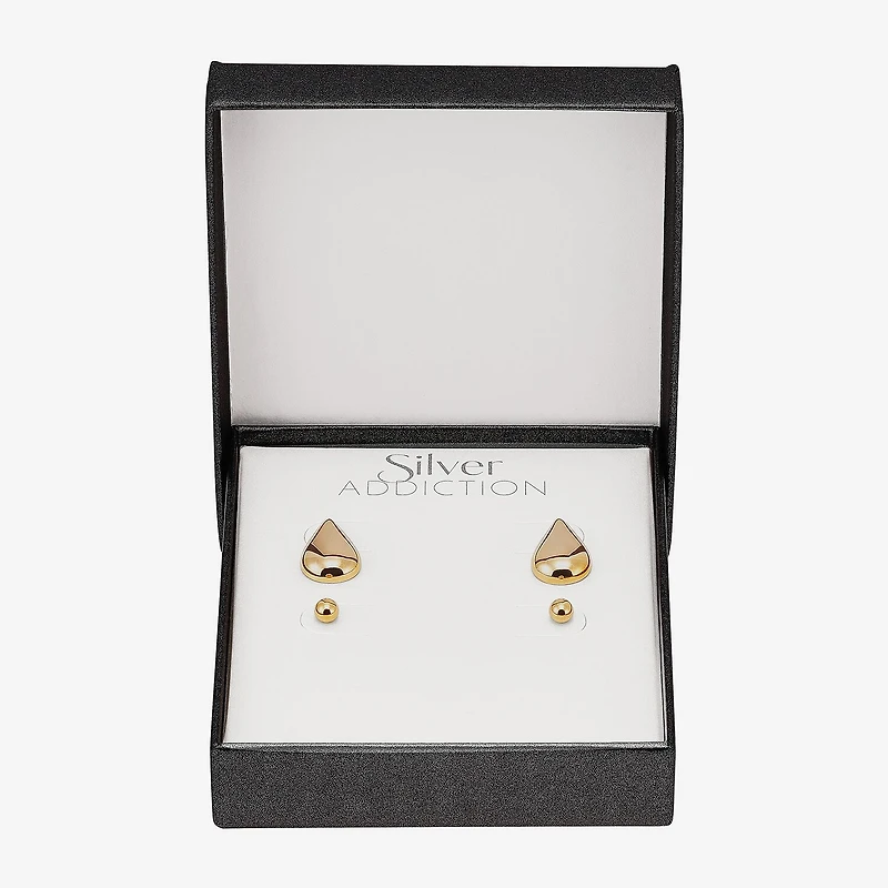 Silver Addiction Womens 14K Gold Over Silver 2 Pair Earring Set