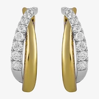 (I / I2) Womens 1/2 CT. T.W. Lab Grown White Diamond 14K Gold Over Silver 18.9mm Hoop Earrings