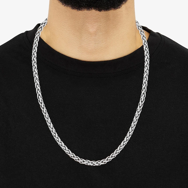 Limited Quantities! Mens Sterling Silver 24 Inch Spiga Chain Necklace