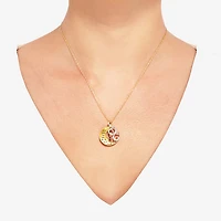 "I Love You" Womens Crystal 18K Gold Over Silver Moon 18 Inch Pendant Necklace