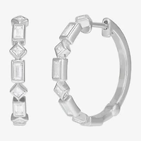 Limited Quantities! Womens White Cubic Zirconia Sterling Silver 19.8mm Hoop Earrings