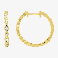 Limited Quantities! Womens White Cubic Zirconia 14K Gold Over Silver 19.8mm Hoop Earrings