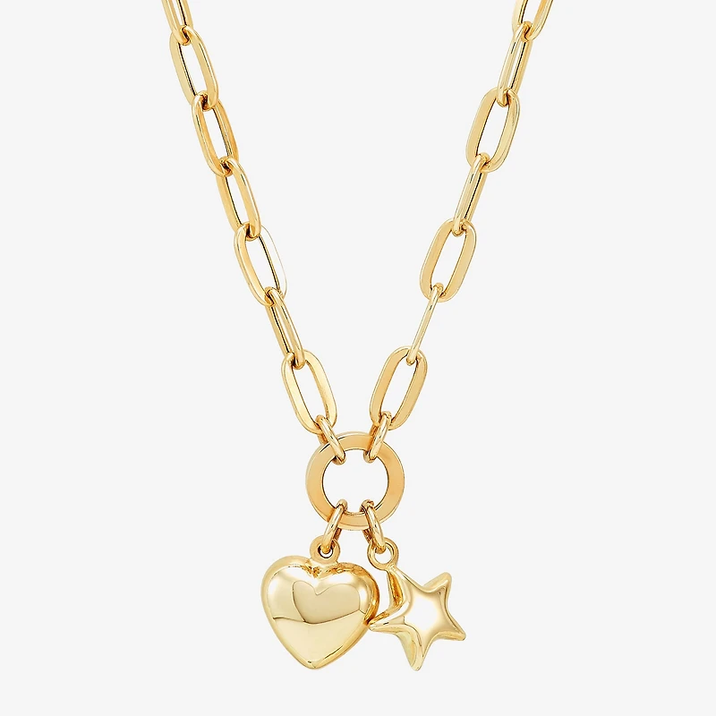 Limited Quantities! Womens 10K Gold Heart Star 17 Inch Pendant Necklace