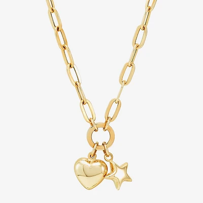Limited Quantities! Womens 10K Gold Heart Star 17 Inch Pendant Necklace