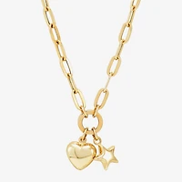 Limited Quantities! Womens 10K Gold Heart Star 17 Inch Pendant Necklace